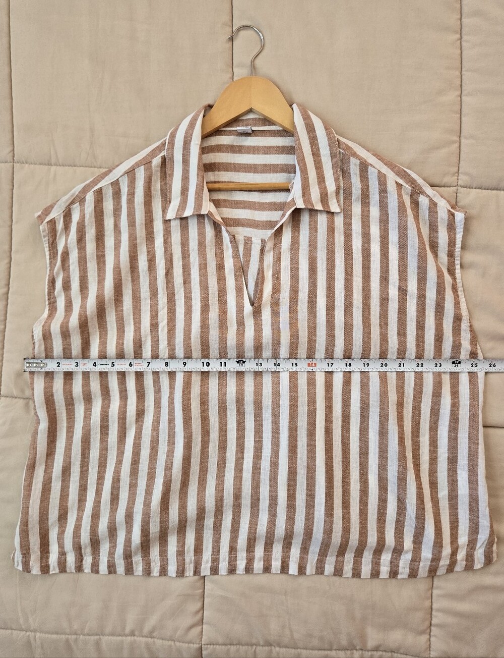 Old Navy Tan & White Striped Linen-blend Tunic XL - Picture 5 of 6